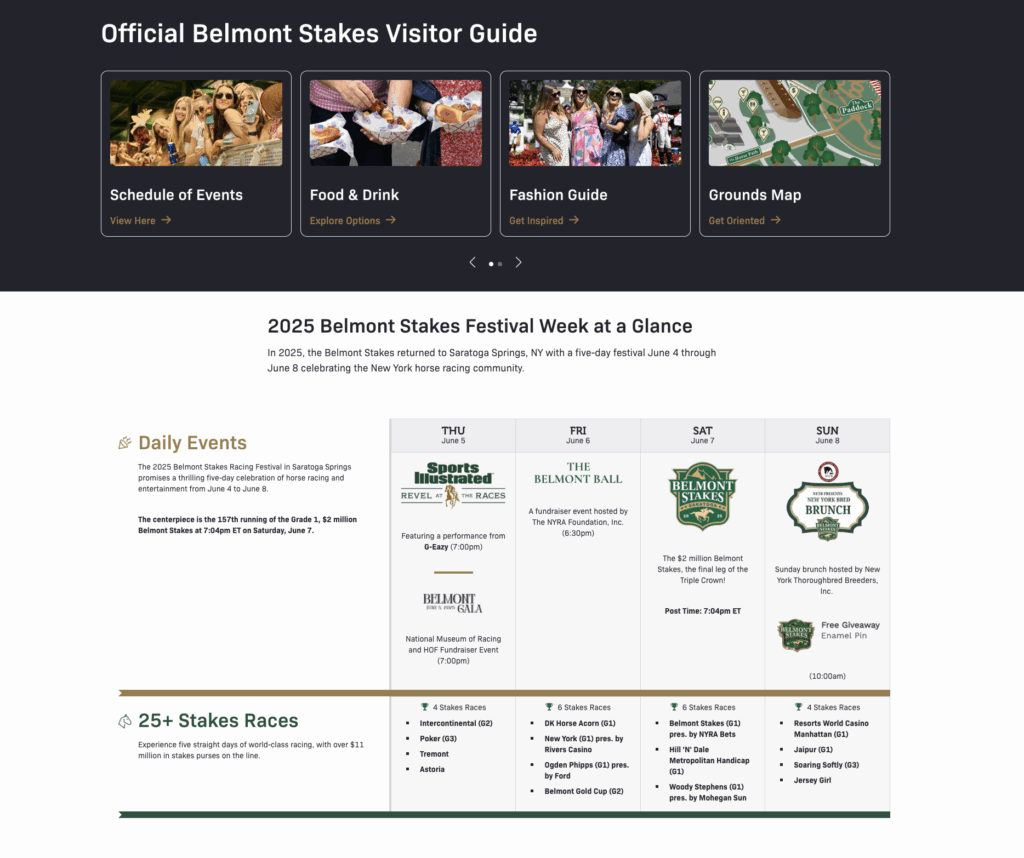 Official Belmont Stakes Visitor Guide (online)
