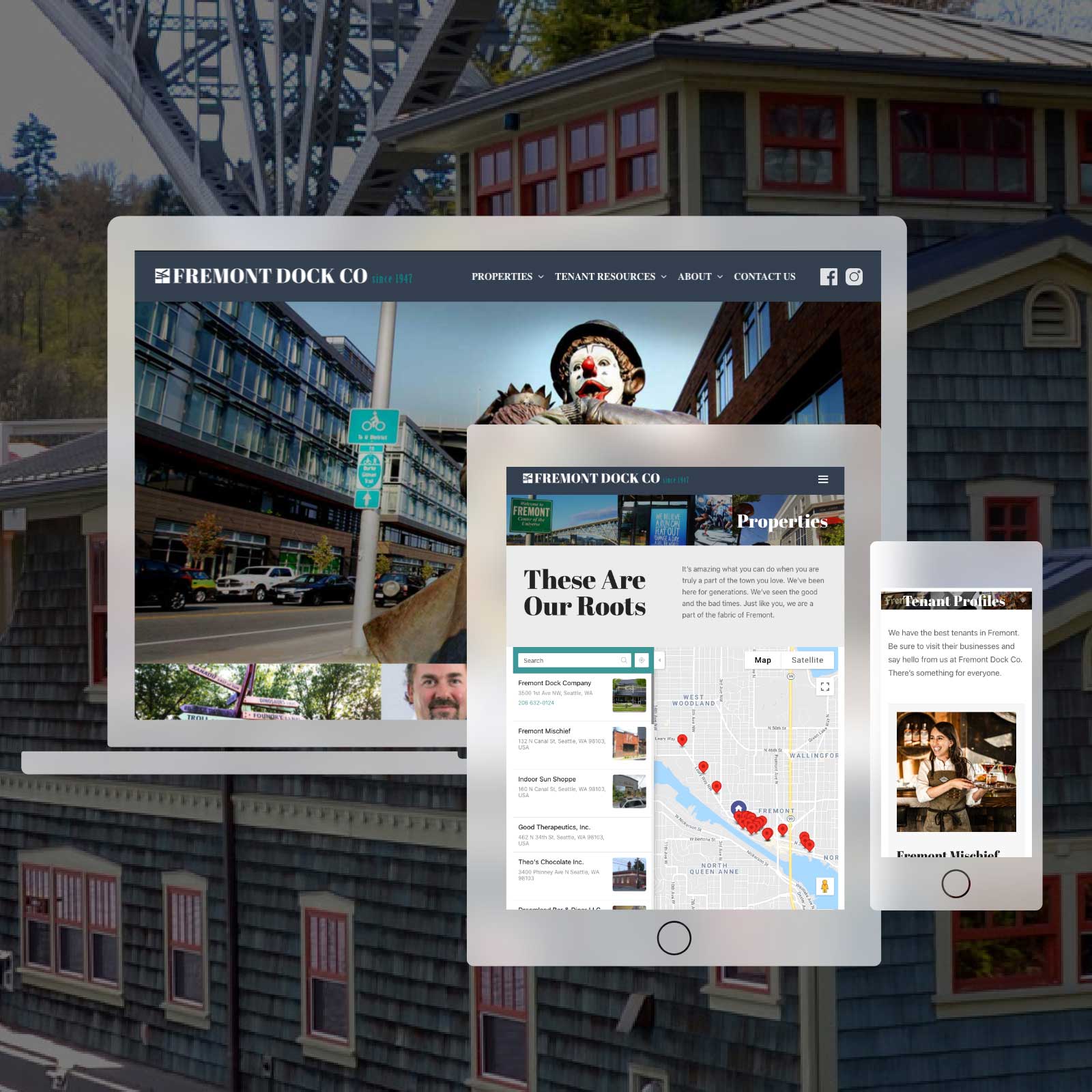 Fermont Docking Company website displayed in three different sized device screens.
