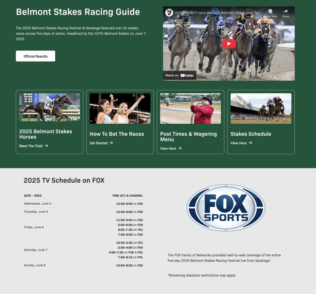 Belmont Stakes Racing Guide (online)